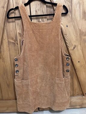 She + Sky Tan Corduroy Pinafore Dress
